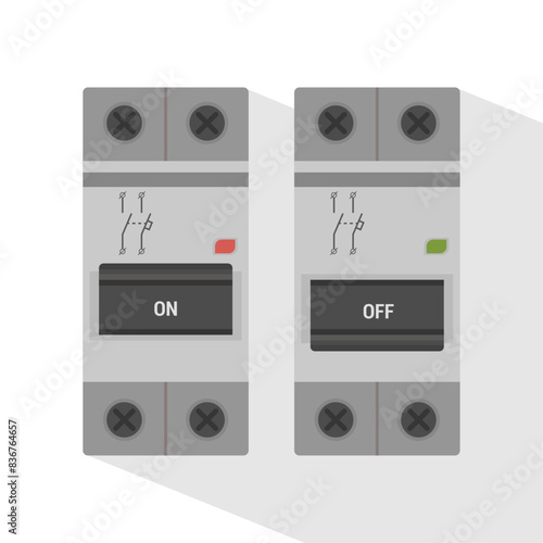 Circuit breaker with a neutral connection. Vector illustration