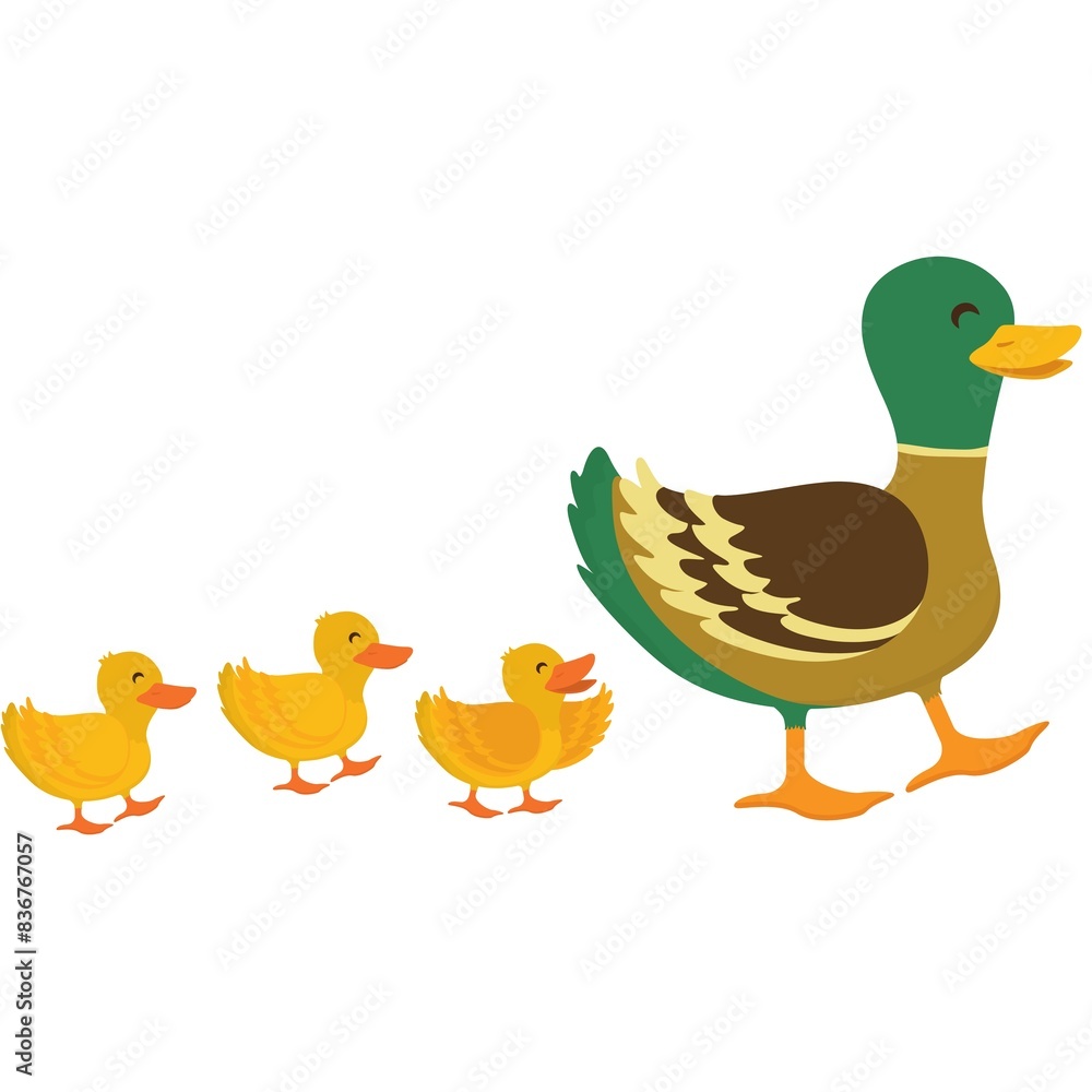Mother Duck and Ducklings in a Row Mother Duck and Ducklings in a Row
