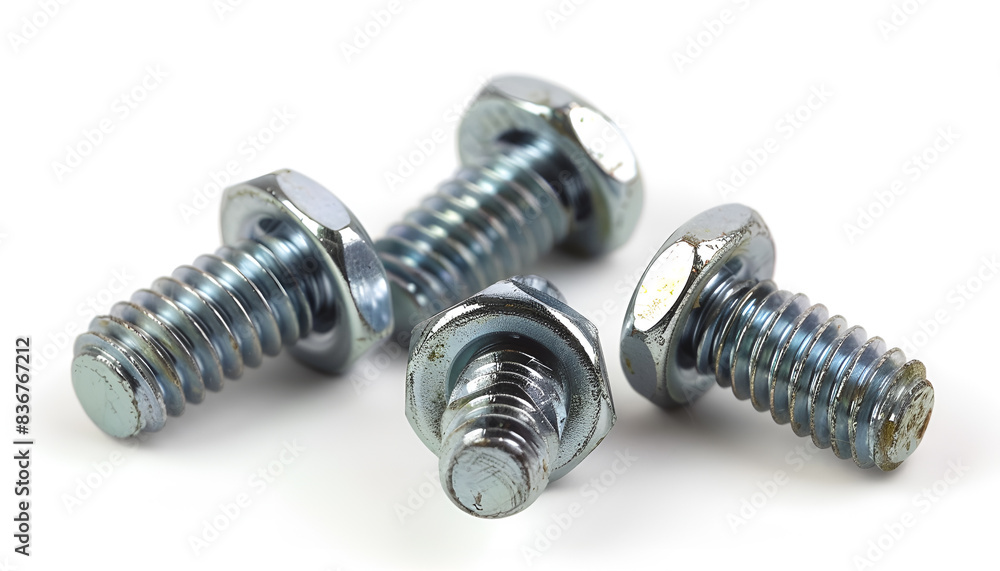 Three metal truss head screws isolated on white Three metal truss head screws isolated on white
