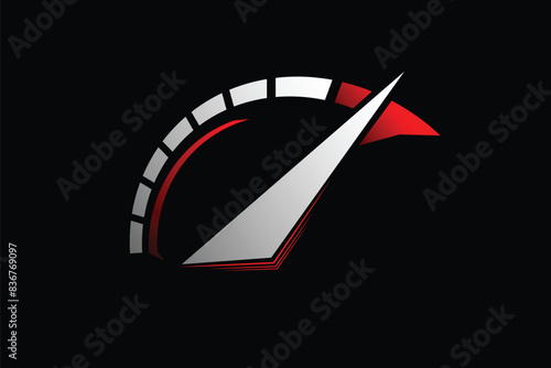 Auto speed rev icon. RPM performance logo. Full throttle accelerate emblem. Speedometer dial symbol. Vector illustration.