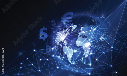 Money transfer. Global Currency. Stock Exchange. Stock vector illustration.