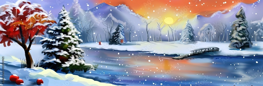 Naklejka premium Christmas concept with festive ornaments and decorations