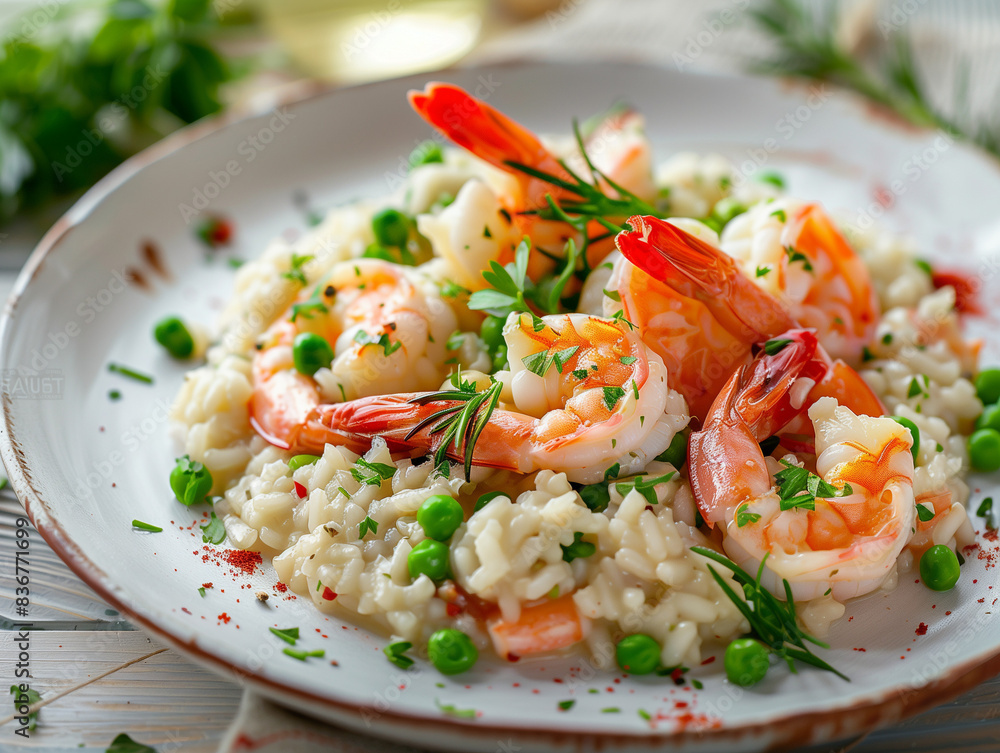 Seafood risotto with shrimp and scallops Seafood risotto with shrimp and scallops