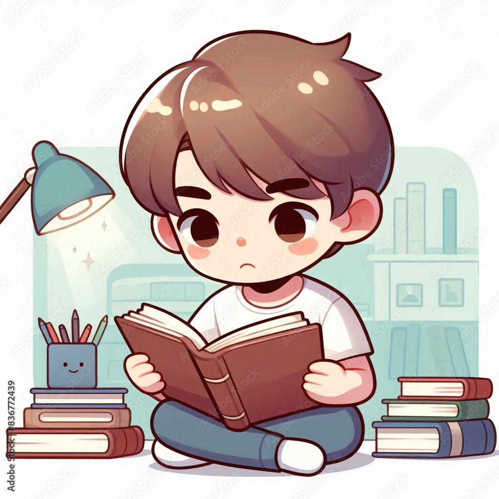 Illustration of a handsome boy reading a book. Illustration of a handsome boy reading a book.