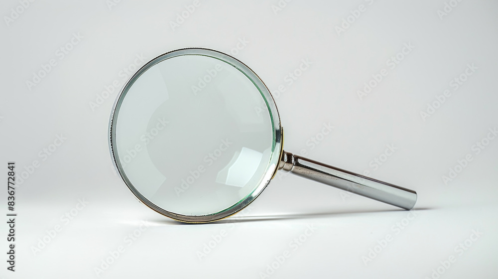 Exploring details with a magnifying glass on a white background. Exploring details with a magnifying glass on a white background.