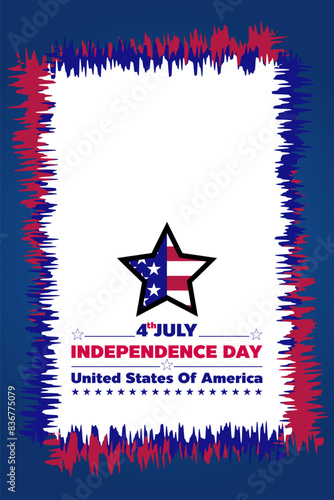 4 of july happy USA Independence day holiday on blue background with the United States flag star shape and 4th of July typography vector illustration for design template.