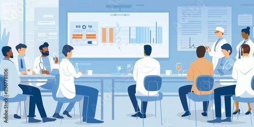 A health sector meeting in a hospital conference room generated by AI