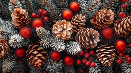Festive Christmas Pattern: Pine Cones, Holly, Holiday Cheer
 photo