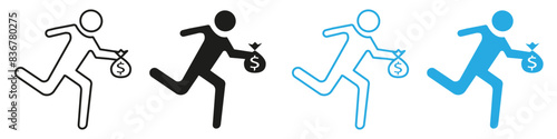 Thief icon representing crime, security breaches, and burglaries, perfect for safety and crime prevention designs