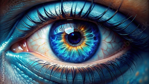 Realistic closeup of a beautiful human blue eye © wasan