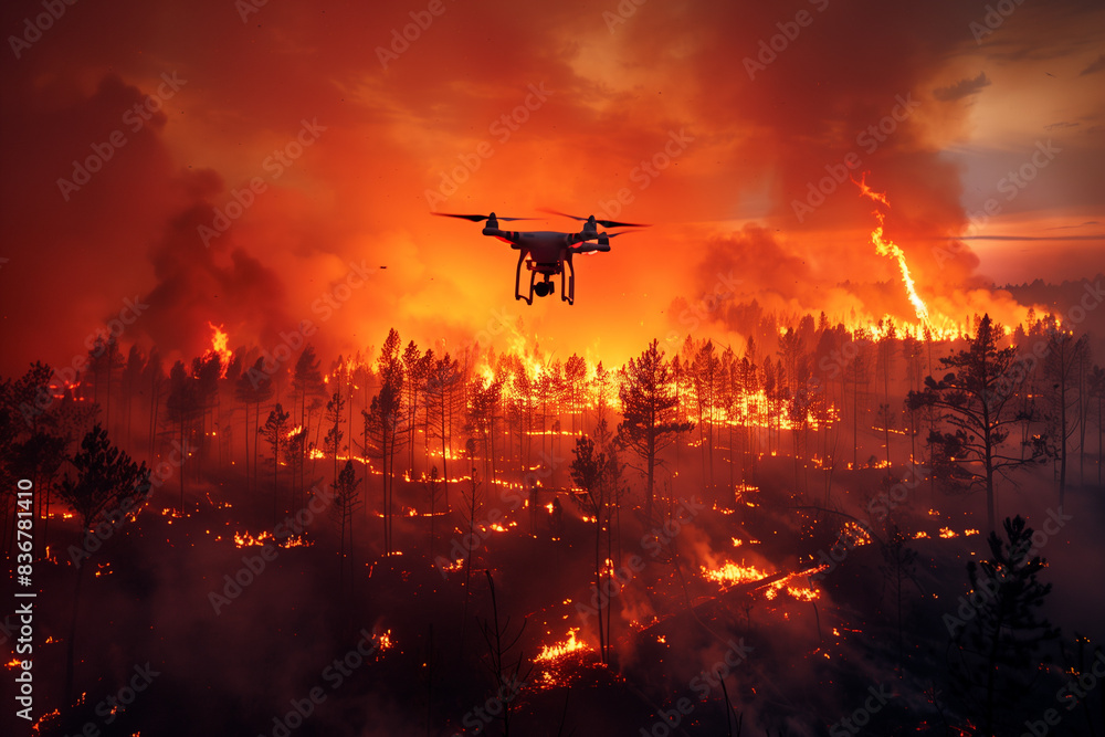 Drone Flying Over Devastating Wildfire Drone Flying Over Devastating Wildfire