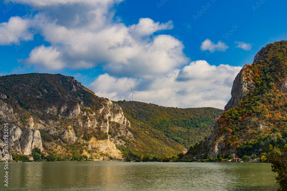 Serene autumn landscape in the majestic Danube gorge, Serbia