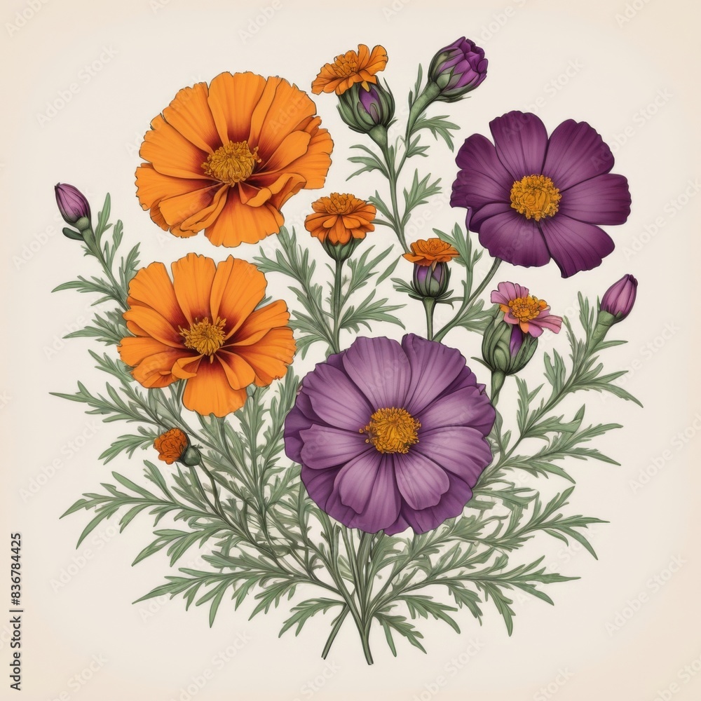 a drawing of flowers with a butterfly on the top. a drawing of flowers with a butterfly on the top.