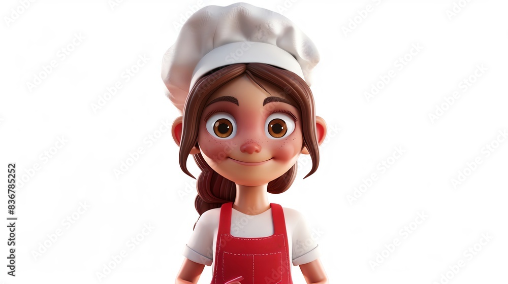 Stylized 3D cartoon character of a young girl doctor in white coat, high quality, no logo, 8k, white background