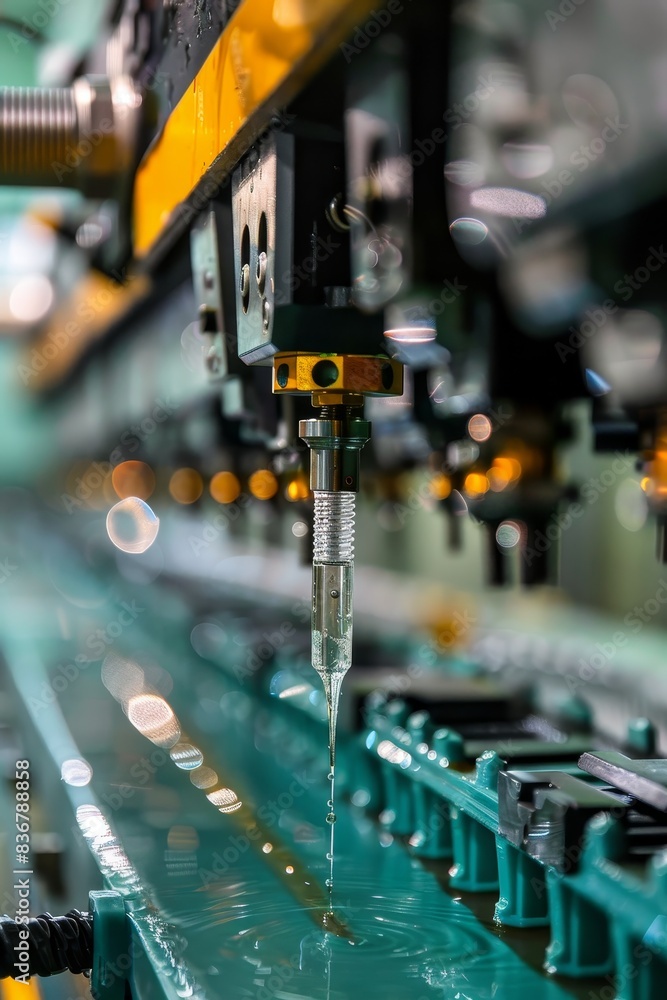 Industrial Concept: Manufacturing plastic products using injection molding machine and polymer resin Industrial Concept: Manufacturing plastic products using injection molding machine and polymer resin