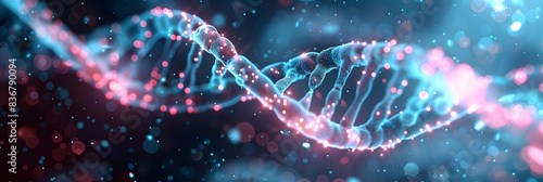 DNA gene background science helix cell genetic medical biotechnology biology bio. Technology gene DNA abstract molecule medicine blue 3D background research digital futuristic human concept health photo
