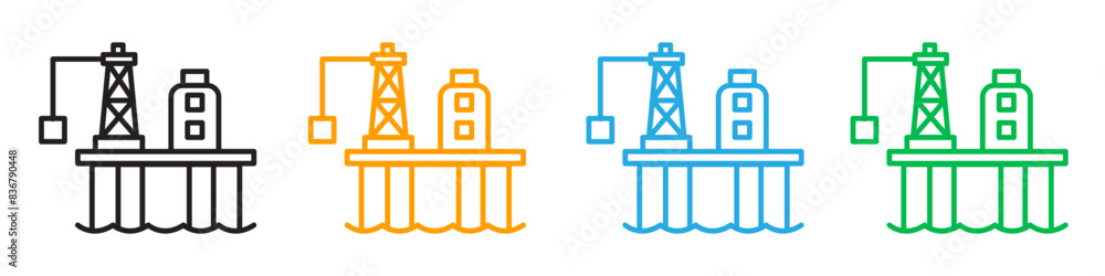Obraz premium Oil platform icon representing fuel extraction and energy production, ideal for industrial and business applications