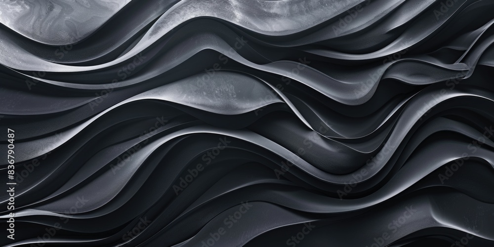 Obraz premium Wavy Black and White Surface