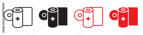 Sterile gauze icon depicting medical care and health supplies, ideal for emergency and healthcare designs