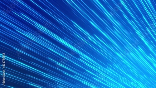 Abstract neon blue speed line background. The flow of light. Trendy motion graphic design. Creative visual effect video backdrop for digital, technology, cyberspace, modern, or futuristic concept.