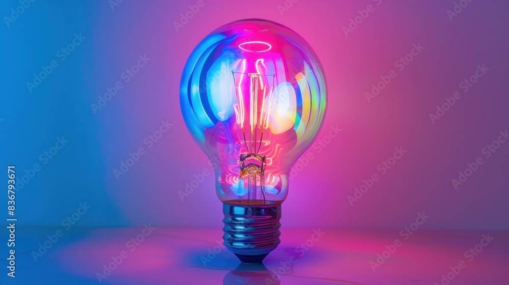 Symbolism art of combining of cyber design and colorful light bulb Symbolism art of combining of cyber design and colorful light bulb
