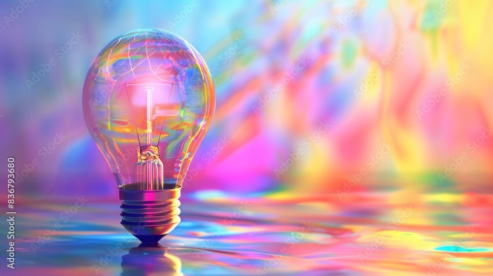 Symbolism art of combining of cyber design and colorful light bulb Symbolism art of combining of cyber design and colorful light bulb