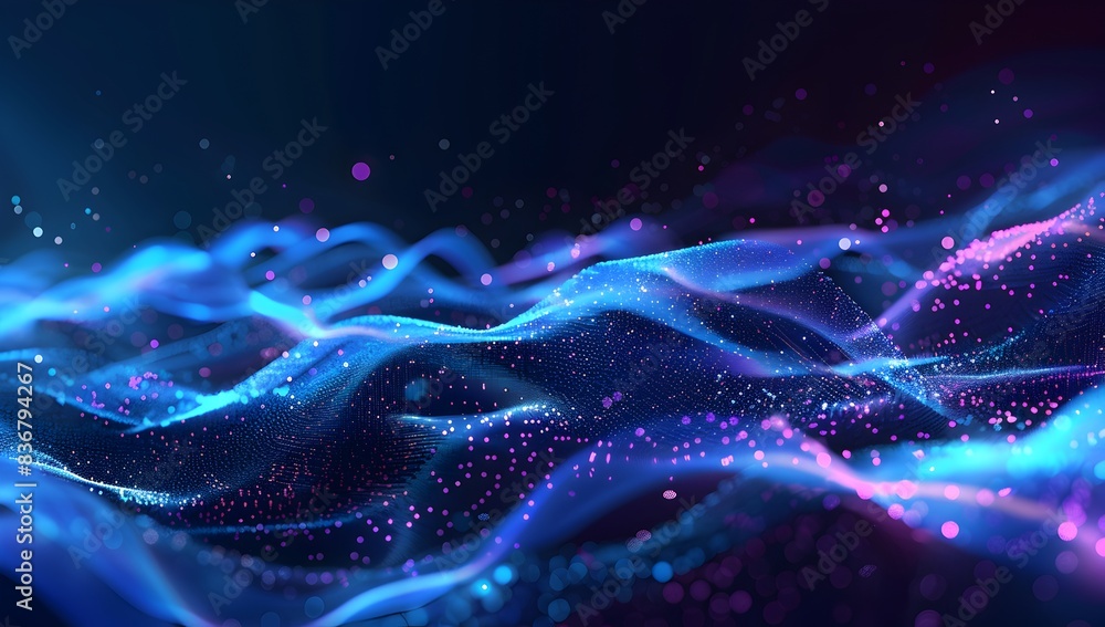Abstract blue wave with dots and lines, hitech background for digital design
Abstract blue wave with dots and lines, hitech background for digital design