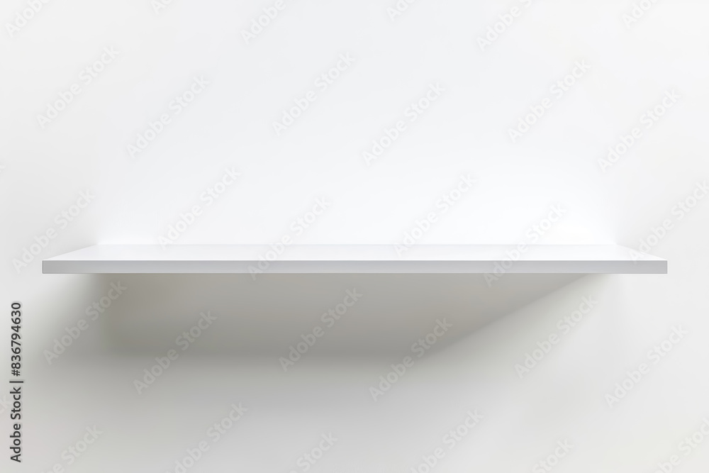 empty white shelf mockup in interior hanging on white wall empty white shelf mockup in interior hanging on white wall