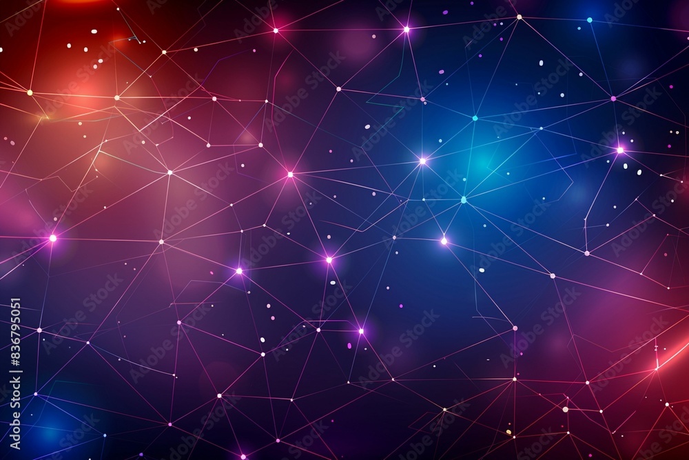 Vector 3d Illustration Geometric, Polygon, Line,triangle Pattern Shape With Molecule Structure. Polygonal With Red, Blue Background. Abstract Science, Futuristic, Network Connection Concept. Vector 3d Illustration Geometric, Polygon, Line,triangle Pattern Shape With Molecule Structure. Polygonal With Red, Blue Background. Abstract Science, Futuristic, Network Connection Concept.