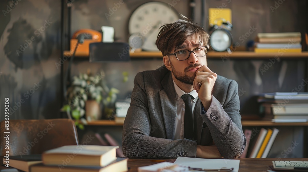 Businessman with a calm and composed look, facing a challenging task Businessman with a calm and composed look, facing a challenging task