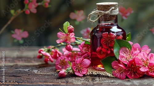 Bottle jar with hibiscus essential oil extract