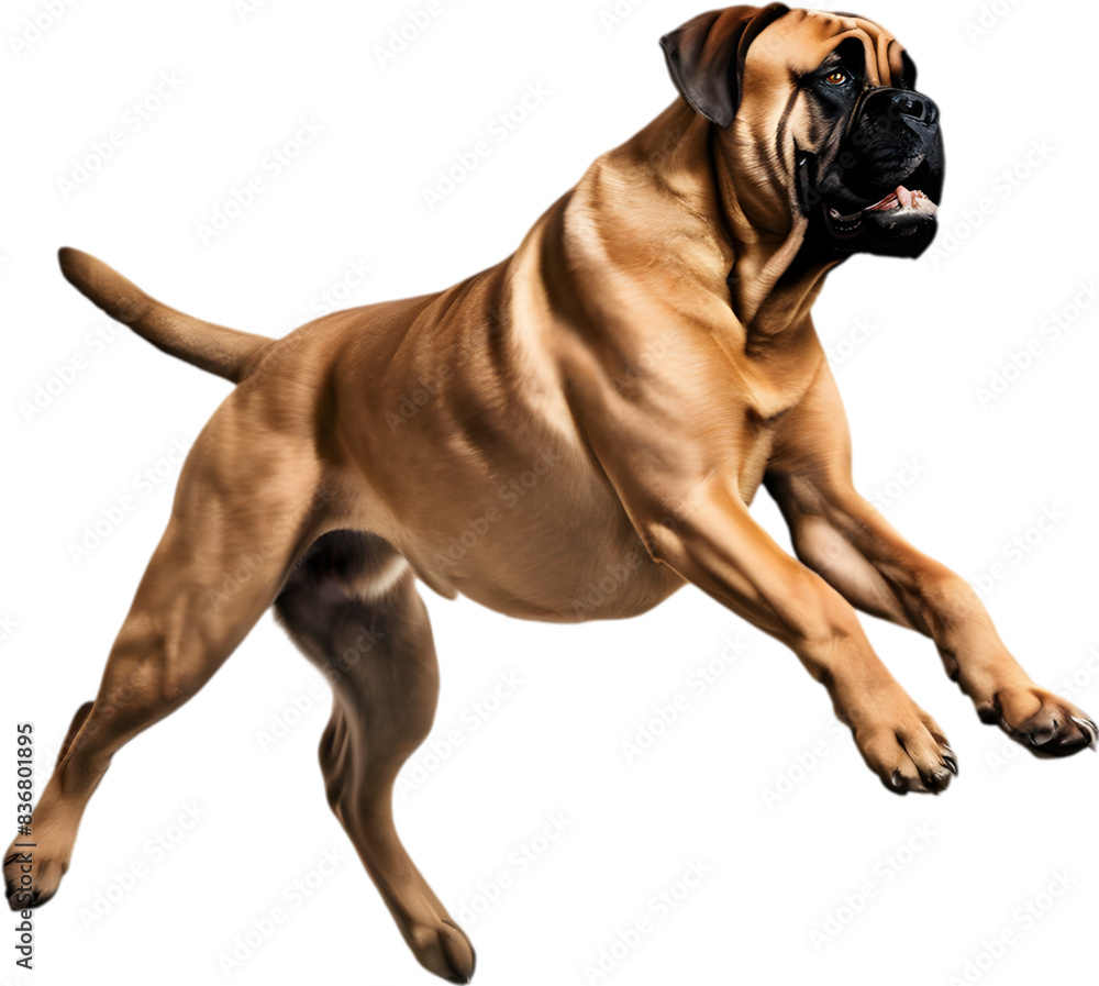 Bullmastiff dog with expressive eyes looks forward. Bullmastiff dog with expressive eyes looks forward.