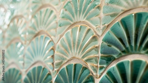 Close-up of Textured Green Ceramic Tiles