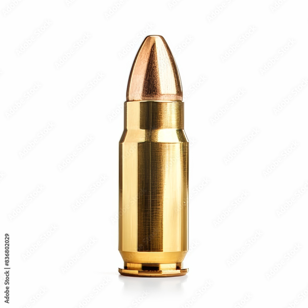 Single 9mm Bullet Isolated On A White Background Single 9mm Bullet Isolated On A White Background