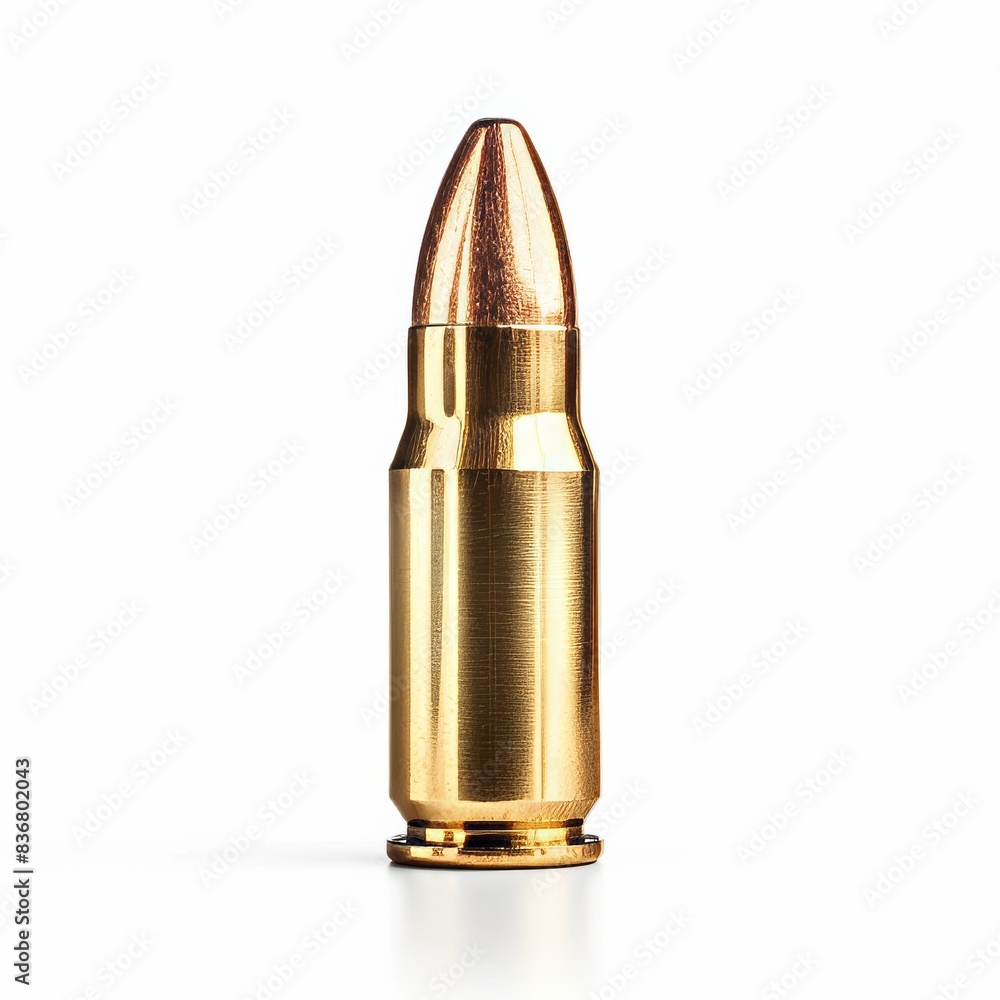 Single 9mm Bullet Isolated On A White Background Single 9mm Bullet Isolated On A White Background