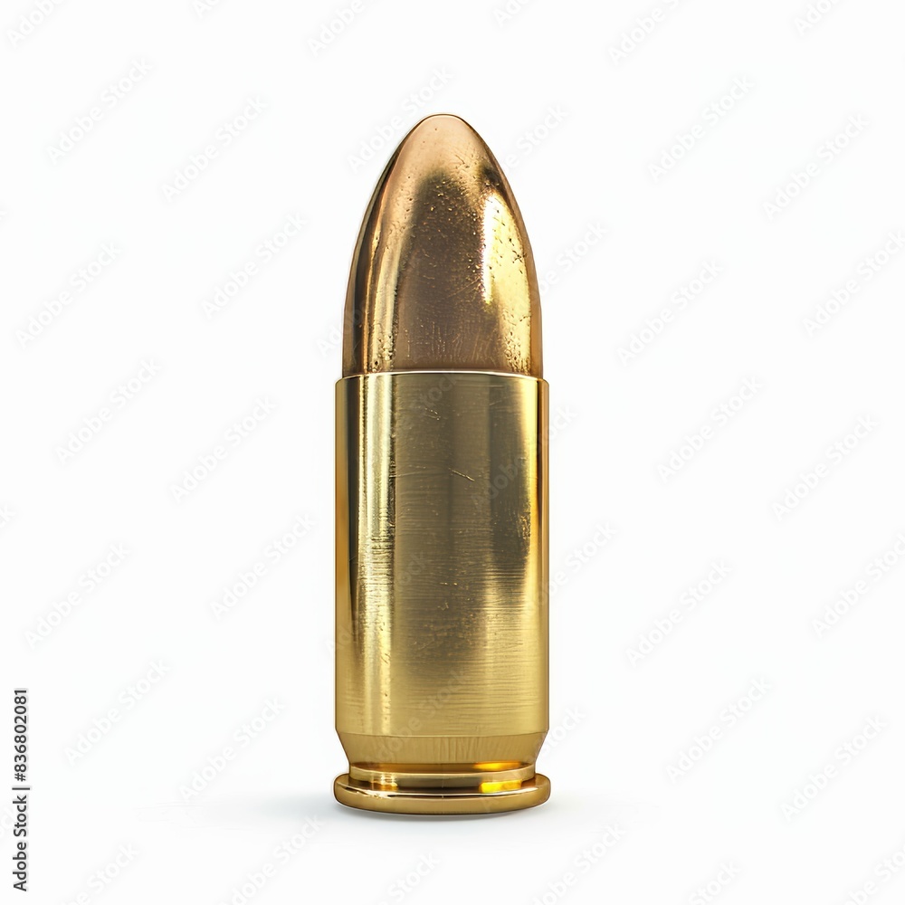 Single 9mm Bullet Isolated On A White Background Single 9mm Bullet Isolated On A White Background