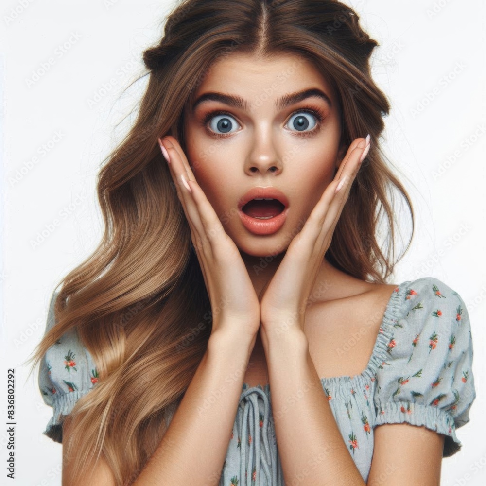 Fototapeta premium a woman with a surprised expression on her face