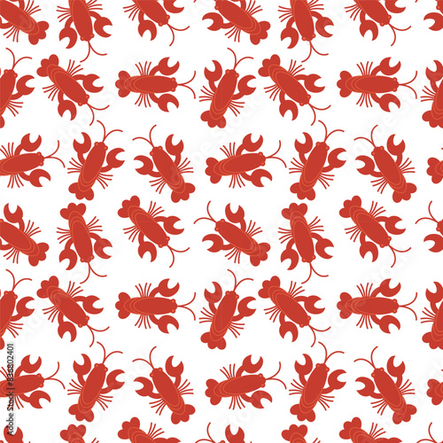 Seamless pattern with crayfish - hand drawn vector illustration.