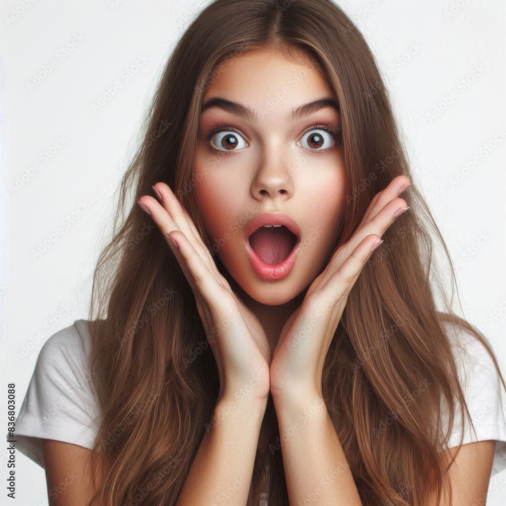 a woman with a surprised expression on her face a woman with a surprised expression on her face