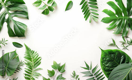 Elegant Flat Foliages on White Background     Minimalist Botanical Art