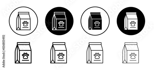 Pet food package icon depicting animal nutrition and pet care products, ideal for veterinary and pet supply projects