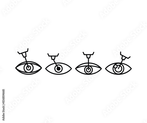 eye laser lasik surgery medical icons vector design symbol black white illustration collections sets