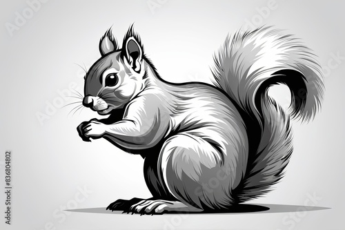 Monochrome, an image of a squirrel