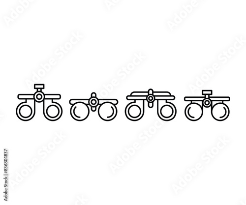 optometrist eye test icons symbol vector design simple line black white illustrations collections sets isolated