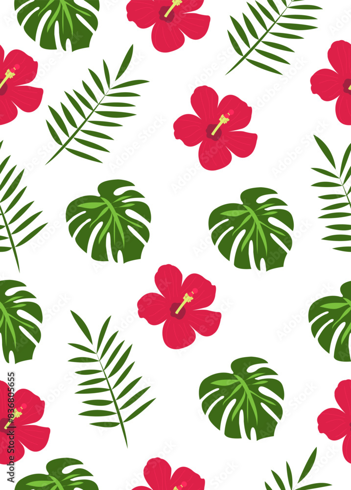 A pattern of a flower with palm trees on a white background. A pattern of a flower with palm trees on a white background.