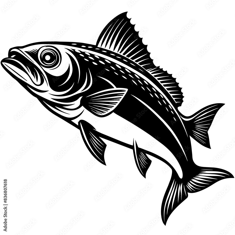 Black and White Illustrations of Sea Creatures and Fish, silhouette illustrations of various sea creatures in hand drawn style Black and White Illustrations of Sea Creatures and Fish, silhouette illustrations of various sea creatures in hand drawn style