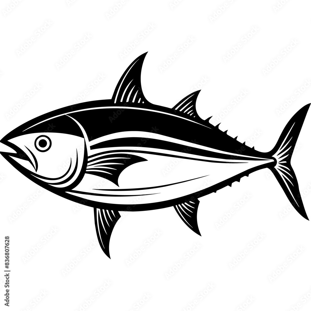 Black and White Illustrations of Sea Creatures and Fish, silhouette illustrations of various sea creatures in hand drawn style Black and White Illustrations of Sea Creatures and Fish, silhouette illustrations of various sea creatures in hand drawn style