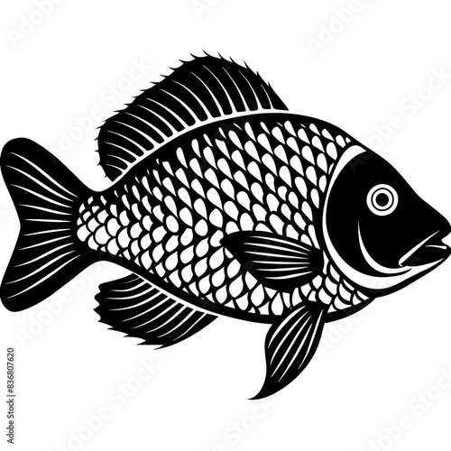 Black and White Illustrations of Sea Creatures and Fish, silhouette illustrations of various sea creatures in hand drawn style