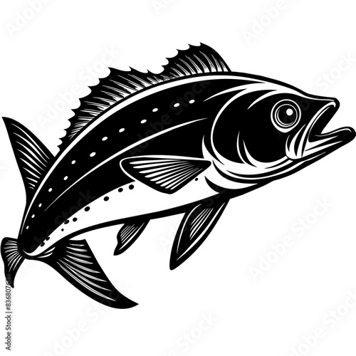 Black and White Illustrations of Sea Creatures and Fish, silhouette illustrations of various sea creatures in hand drawn style