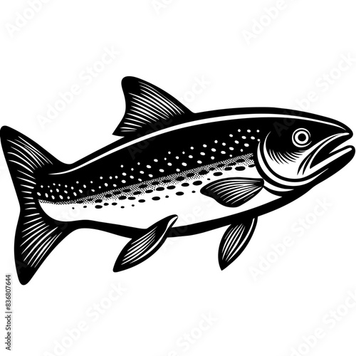 Black and White Illustrations of Sea Creatures and Fish, silhouette illustrations of various sea creatures in hand drawn style